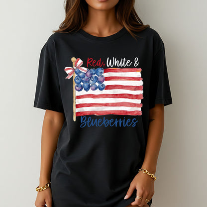 Red White & Blueberries T-Shirt – Patriotic Coquette Flag Graphic Tee