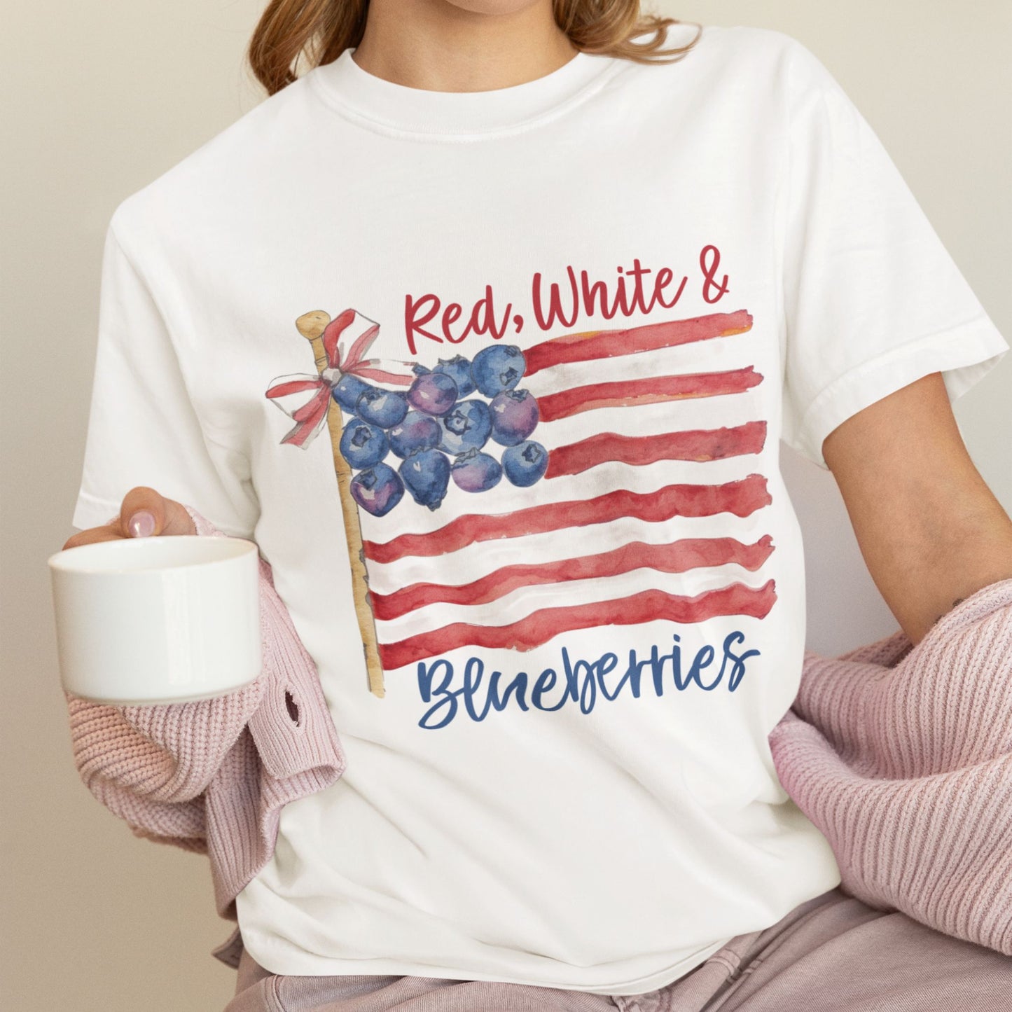 Red White & Blueberries T-Shirt – Patriotic Coquette Flag Graphic Tee
