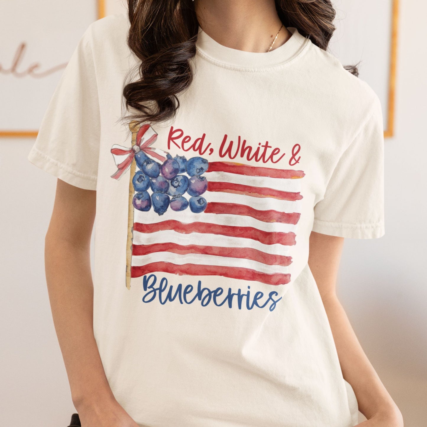 Red White & Blueberries T-Shirt – Patriotic Coquette Flag Graphic Tee