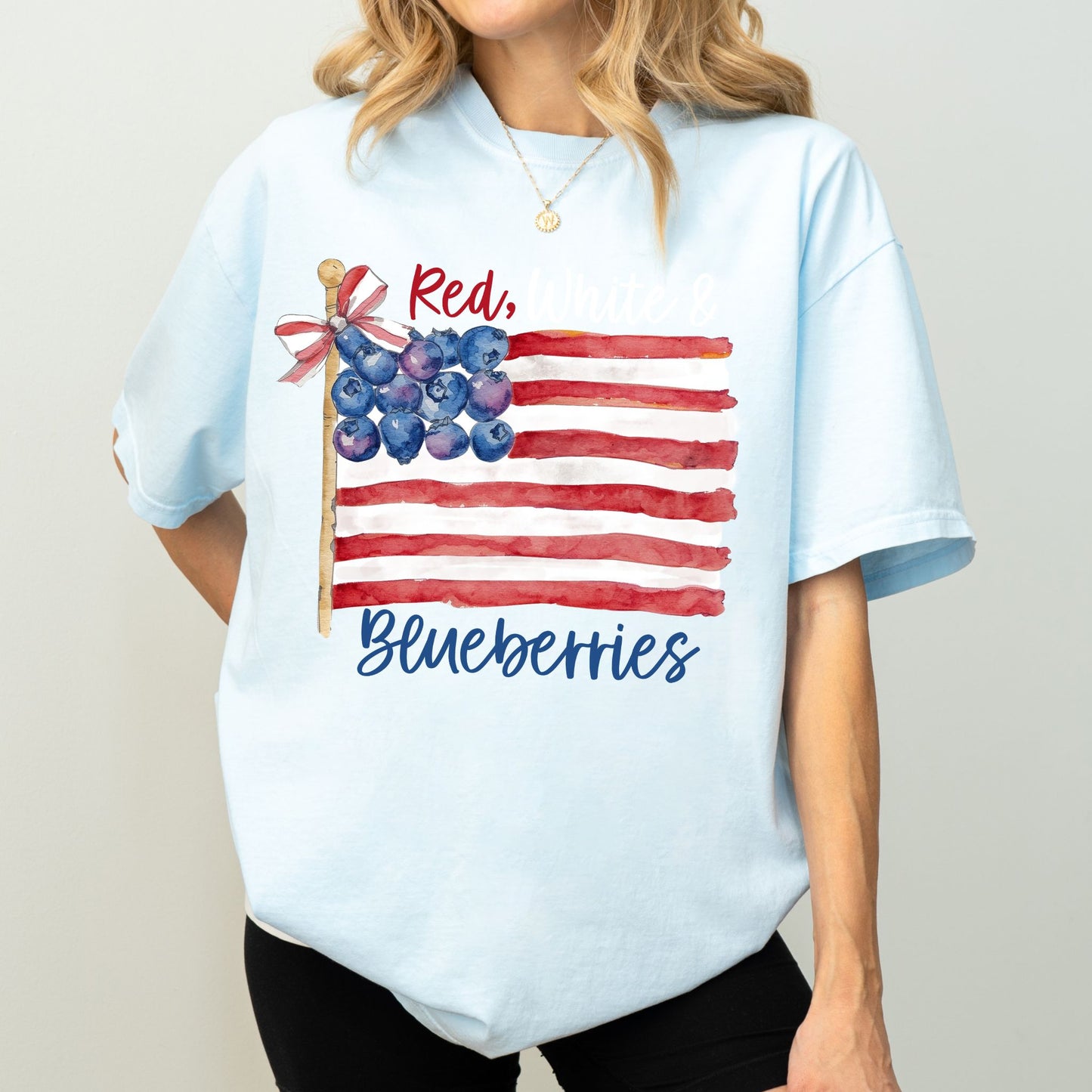 Red White & Blueberries T-Shirt – Patriotic Coquette Flag Graphic Tee