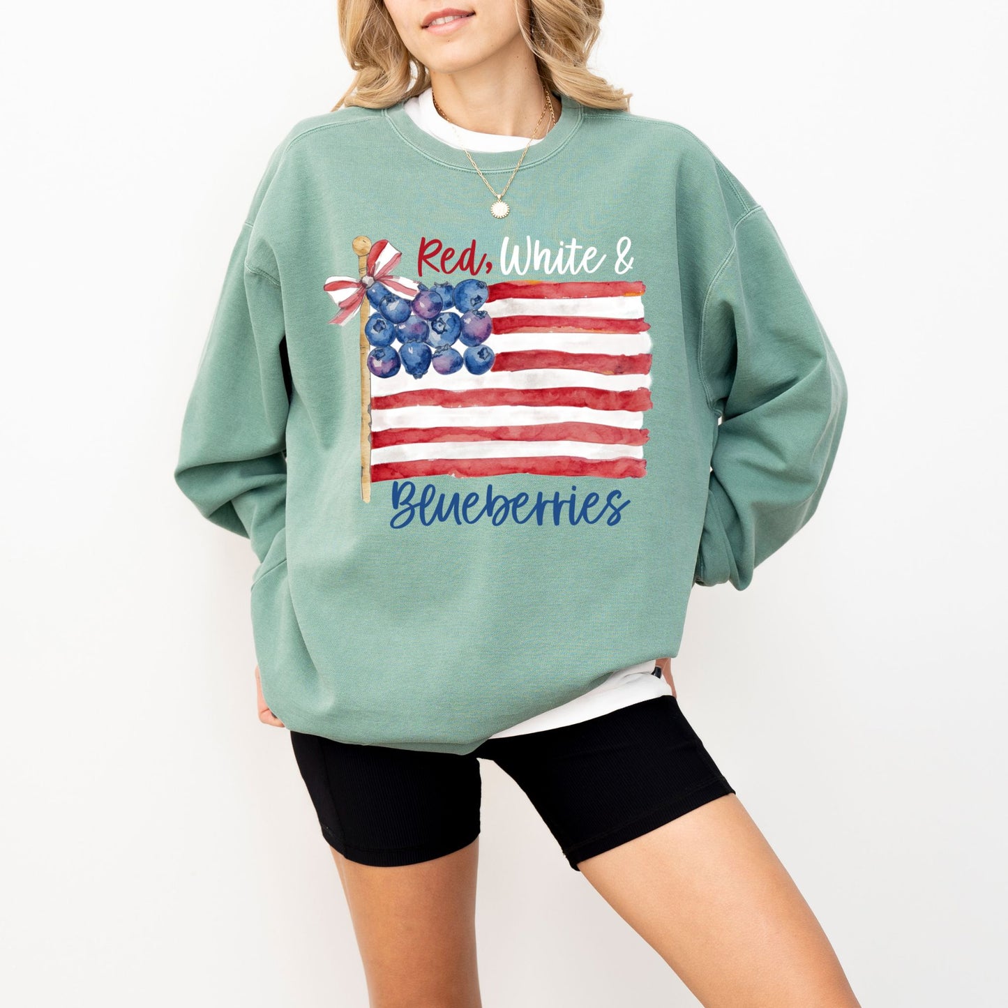 Red White & Blueberries Sweatshirt – Patriotic Coquette Flag Graphic