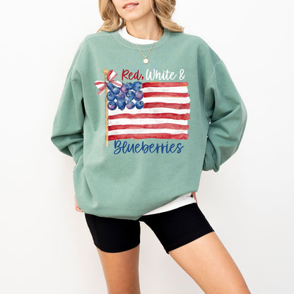 Red White & Blueberries Sweatshirt – Patriotic Coquette Flag Graphic