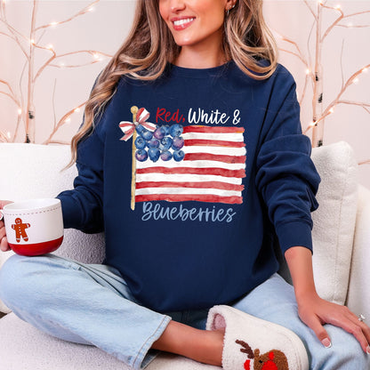 Red White & Blueberries Sweatshirt – Patriotic Coquette Flag Graphic