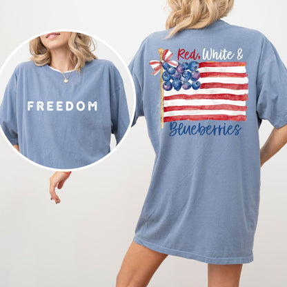 Comfort Colors® Red White and Blueberries T-Shirt, Patriotic Freedom Tee, USA Flag shirt