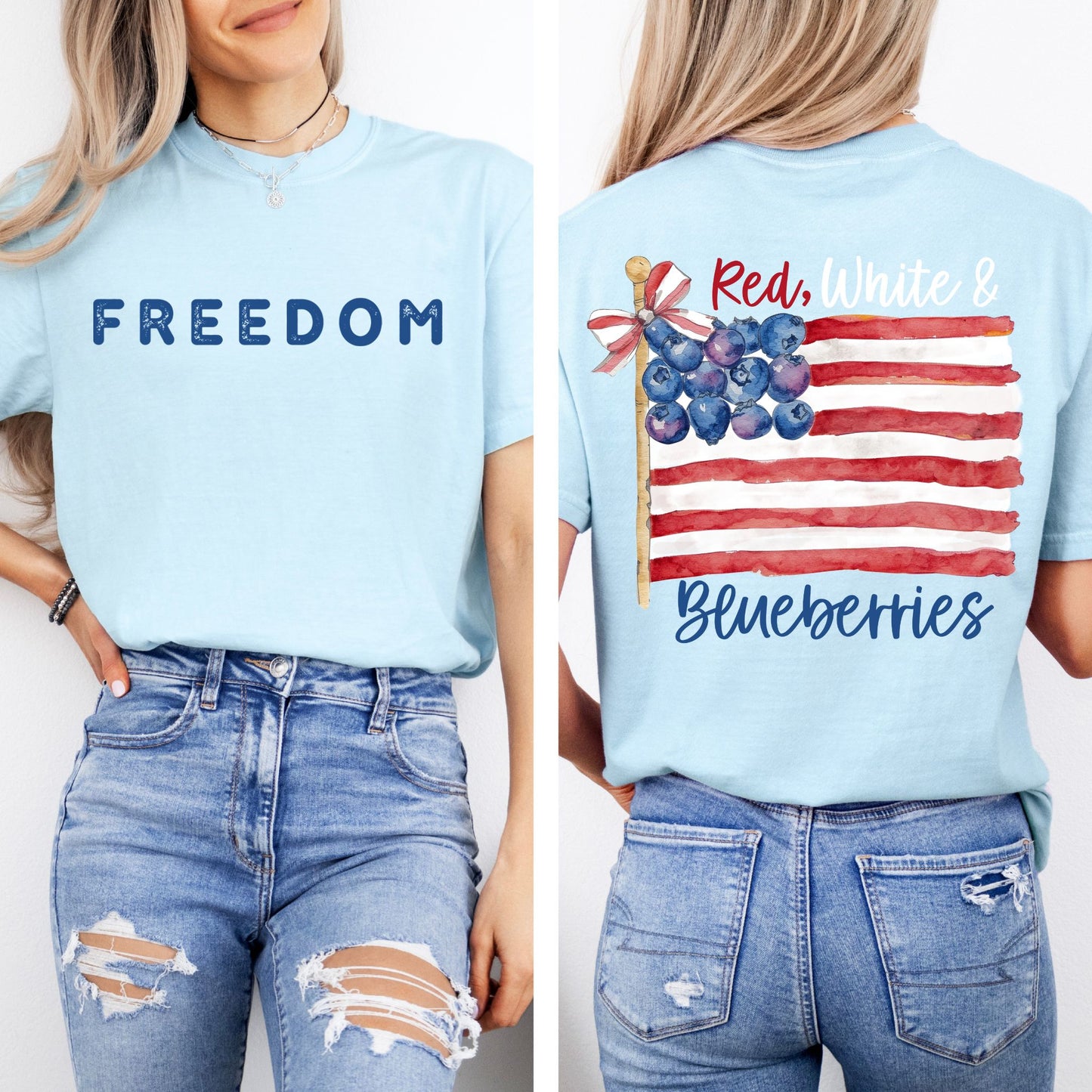 Comfort Colors® Red White and Blueberries T-Shirt, Patriotic Freedom Tee, USA Flag shirt