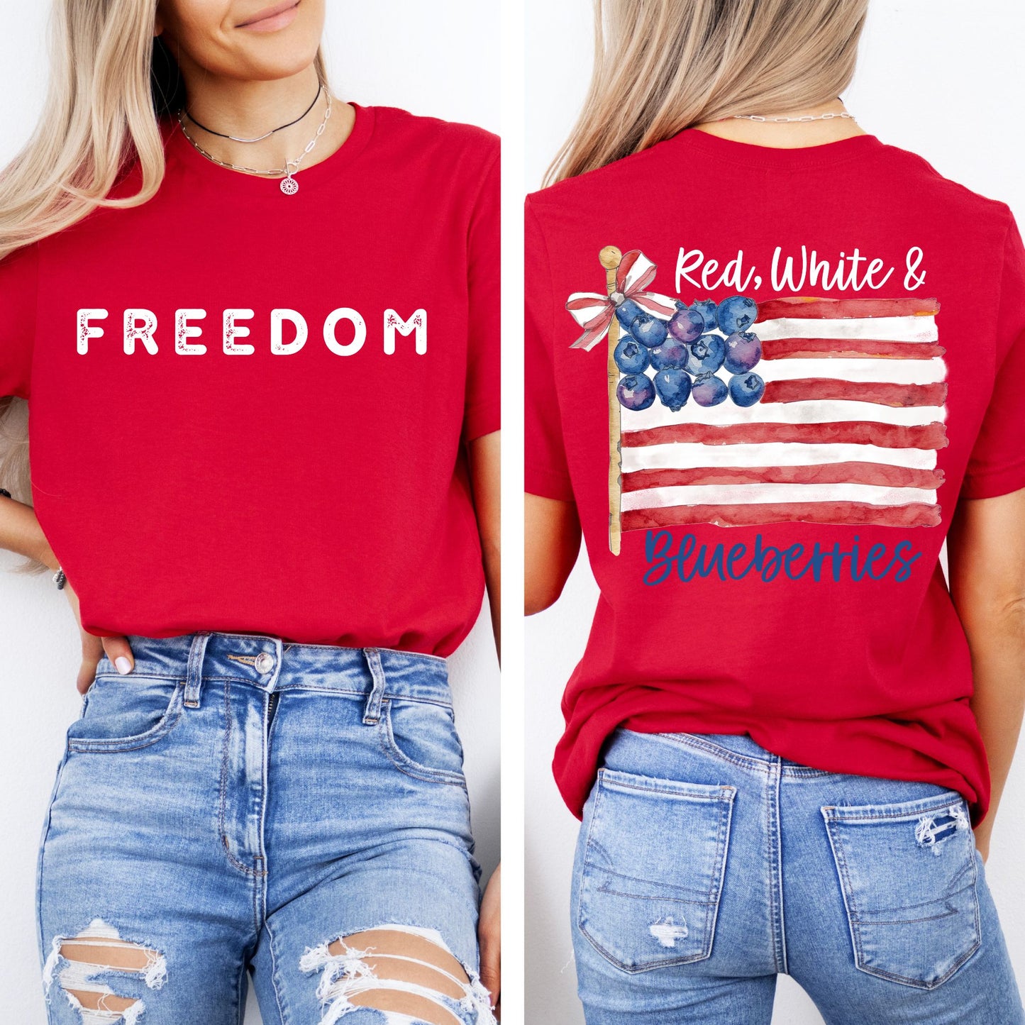 Comfort Colors® Red White and Blueberries T-Shirt, Patriotic Freedom Tee, USA Flag shirt