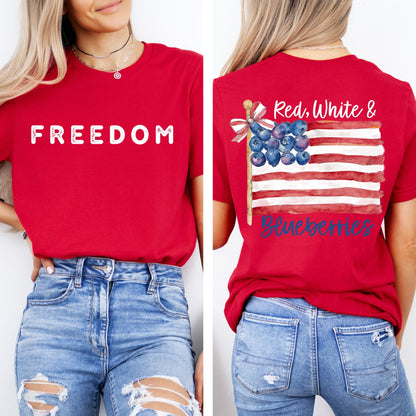 Comfort Colors® Red White and Blueberries T-Shirt, Patriotic Freedom Tee, USA Flag shirt