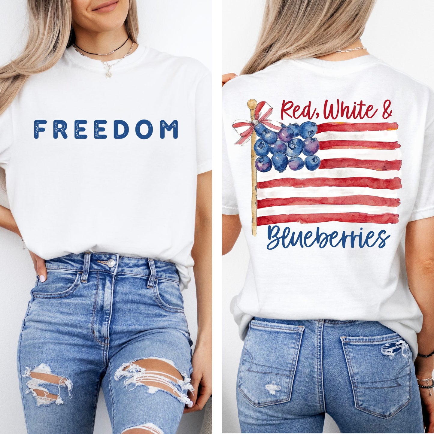 Comfort Colors® Red White and Blueberries T-Shirt, Patriotic Freedom Tee, USA Flag shirt
