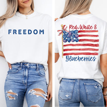 Comfort Colors® Red White and Blueberries T-Shirt, Patriotic Freedom Tee, USA Flag shirt