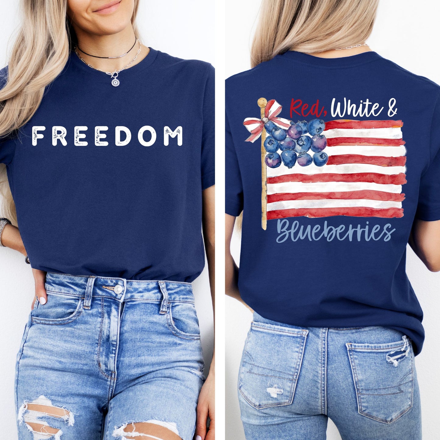 Red White and Blueberries T-Shirt, USA Flag Shirt, Patriotic Freedom Graphic Tee