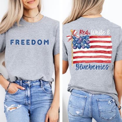 Red White and Blueberries T-Shirt, USA Flag Shirt, Patriotic Freedom Graphic Tee