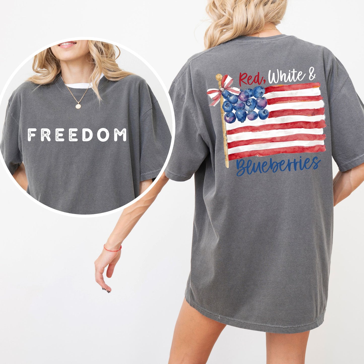 Comfort Colors® Red White and Blueberries T-Shirt, Patriotic Freedom Tee, USA Flag shirt