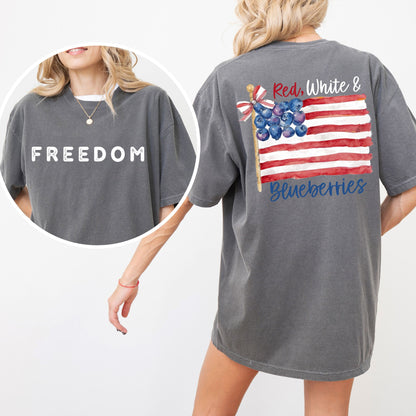 Comfort Colors® Red White and Blueberries T-Shirt, Patriotic Freedom Tee, USA Flag shirt