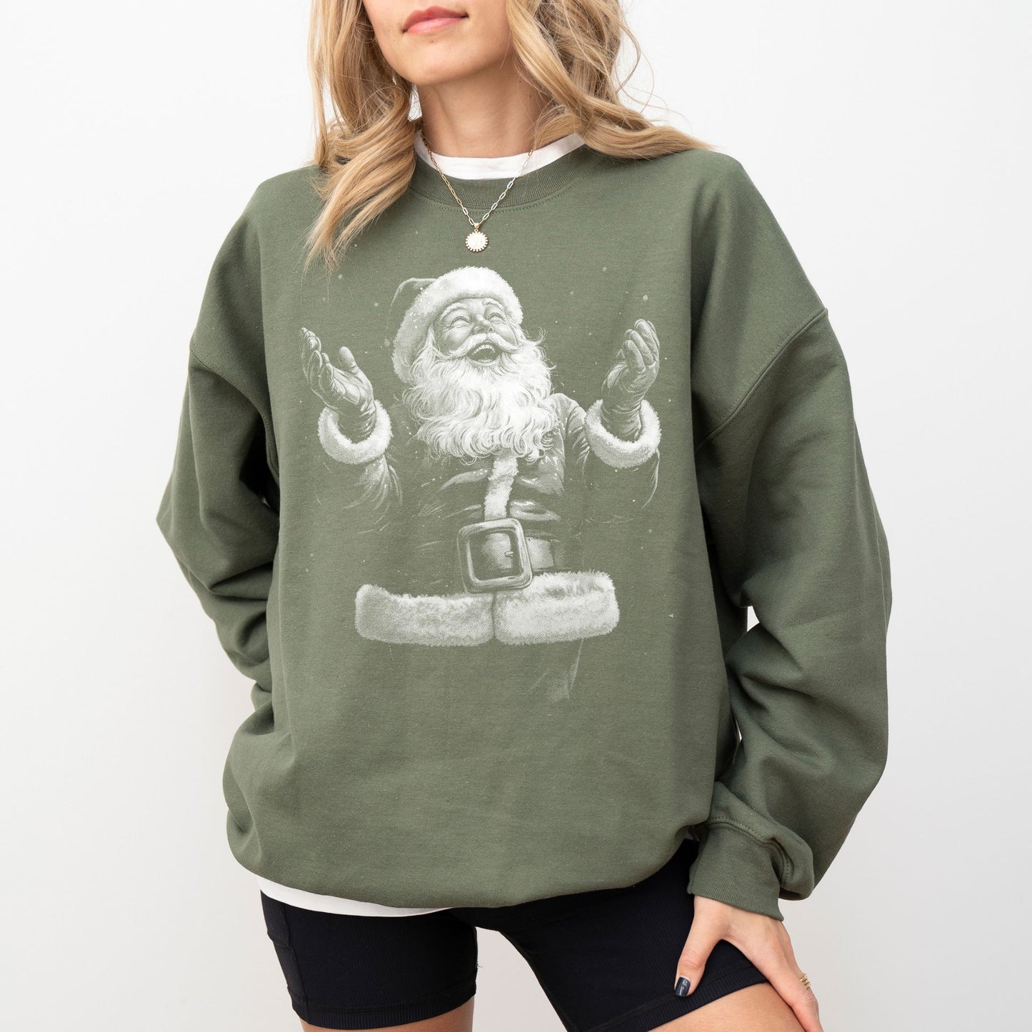 Retro Santa Sweatshirt – Vintage Christmas Graphic Pullover