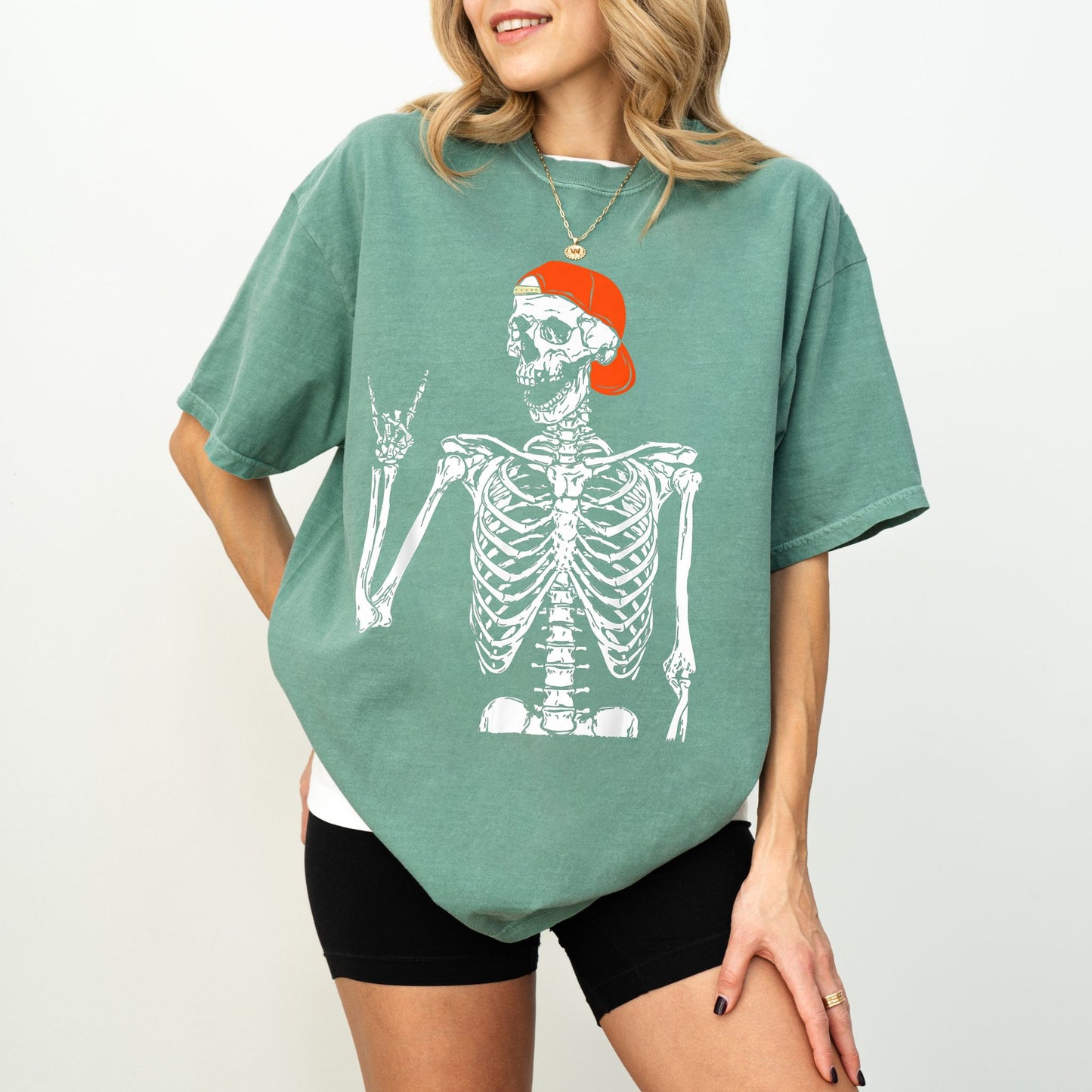 Rock ’n’ Roll Skeleton T-Shirt – Backward Cap Graphic on Comfort Colors® Tee