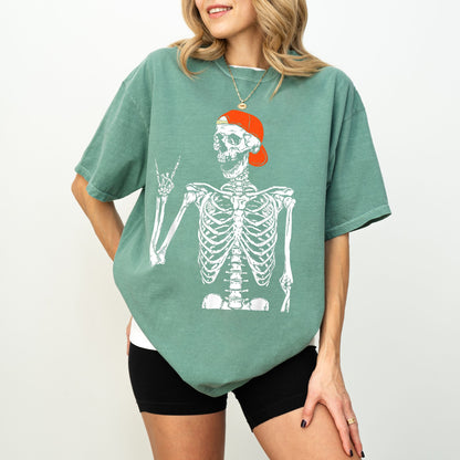 Rock ’n’ Roll Skeleton T-Shirt – Backward Cap Graphic on Comfort Colors® Tee