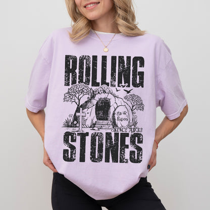 Rolling Stones Christian T-Shirt, He Is Risen Easter Faith Tee