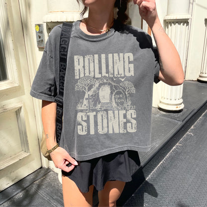 Rolling Stones Easter Crop Top, He Is Risen Christian Crop Tee