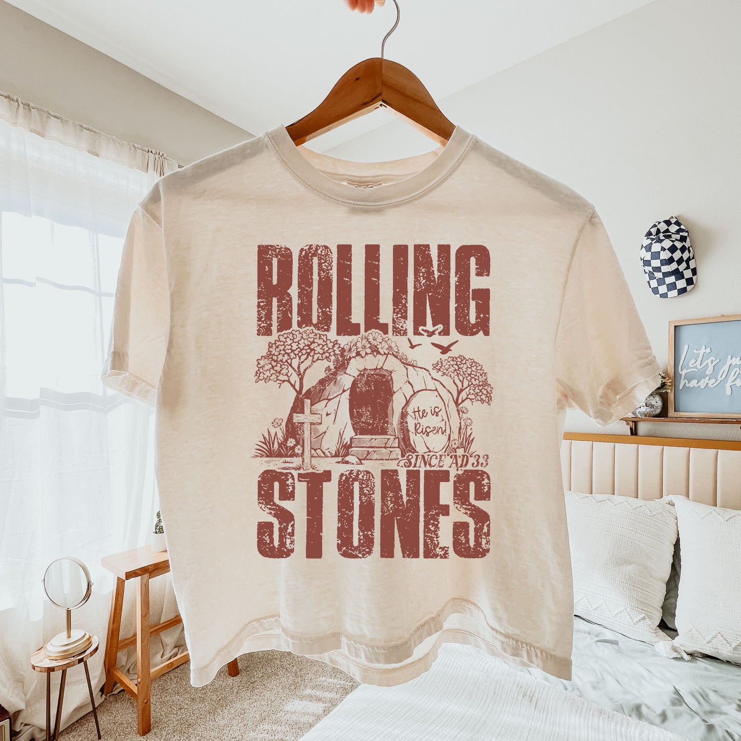 Rolling Stones Easter Crop Top, He Is Risen Christian Crop Tee