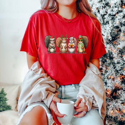 Christmas Squirrel Shirt — Funny Holiday Animal Tee, Cozy Winter Graphic T-Shirt