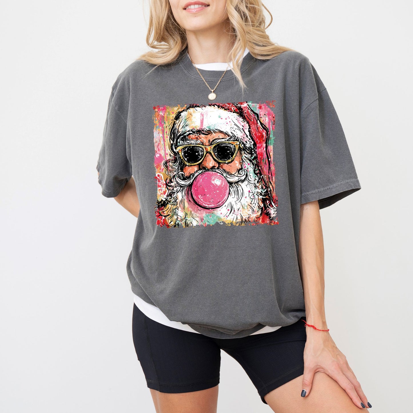 Retro Cool Santa Bubblegum T-Shirt – Christmas Graphic Tee