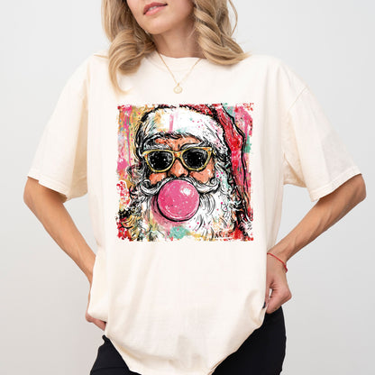 Retro Cool Santa Bubblegum T-Shirt – Christmas Graphic Tee