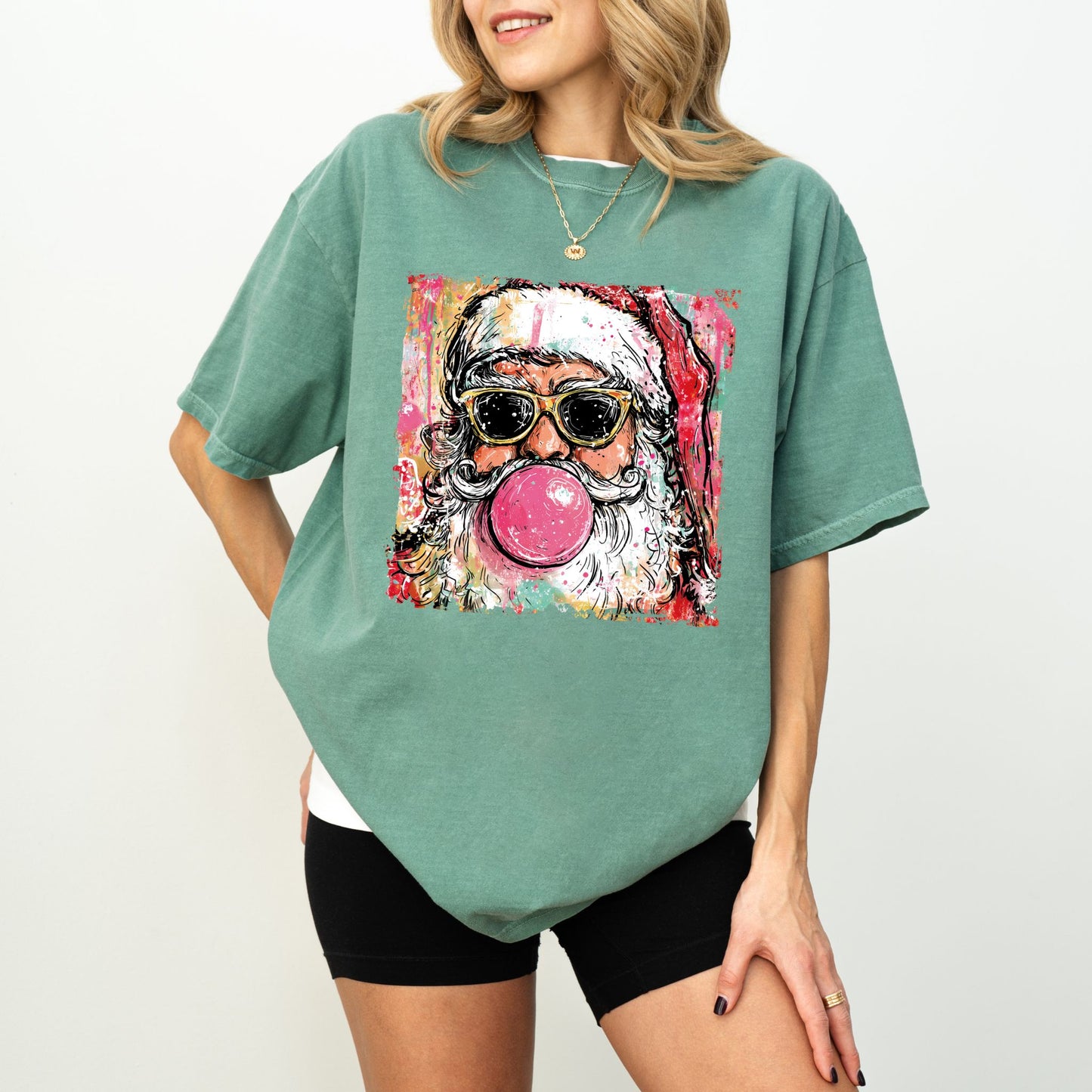 Retro Cool Santa Bubblegum T-Shirt – Christmas Graphic Tee