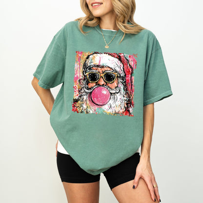 Retro Cool Santa Bubblegum T-Shirt – Christmas Graphic Tee