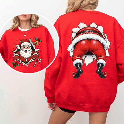 Cheeky Santa Butt Sweatshirt – Funny Christmas Front & Back Design, Holiday Humor Pullover