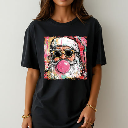 Retro Cool Santa Bubblegum T-Shirt – Christmas Graphic Tee