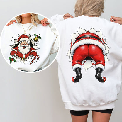 Cheeky Santa Butt Sweatshirt – Funny Christmas Front & Back Design, Holiday Humor Pullover