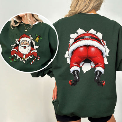 Cheeky Santa Butt Sweatshirt – Funny Christmas Front & Back Design, Holiday Humor Pullover