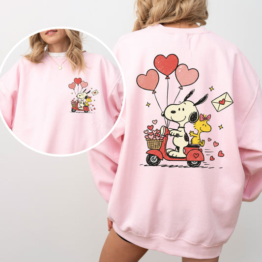 Peanuts Snoopy Valentine's Day Sweatshirt, Cozy Love Theme Graphic Crewneck