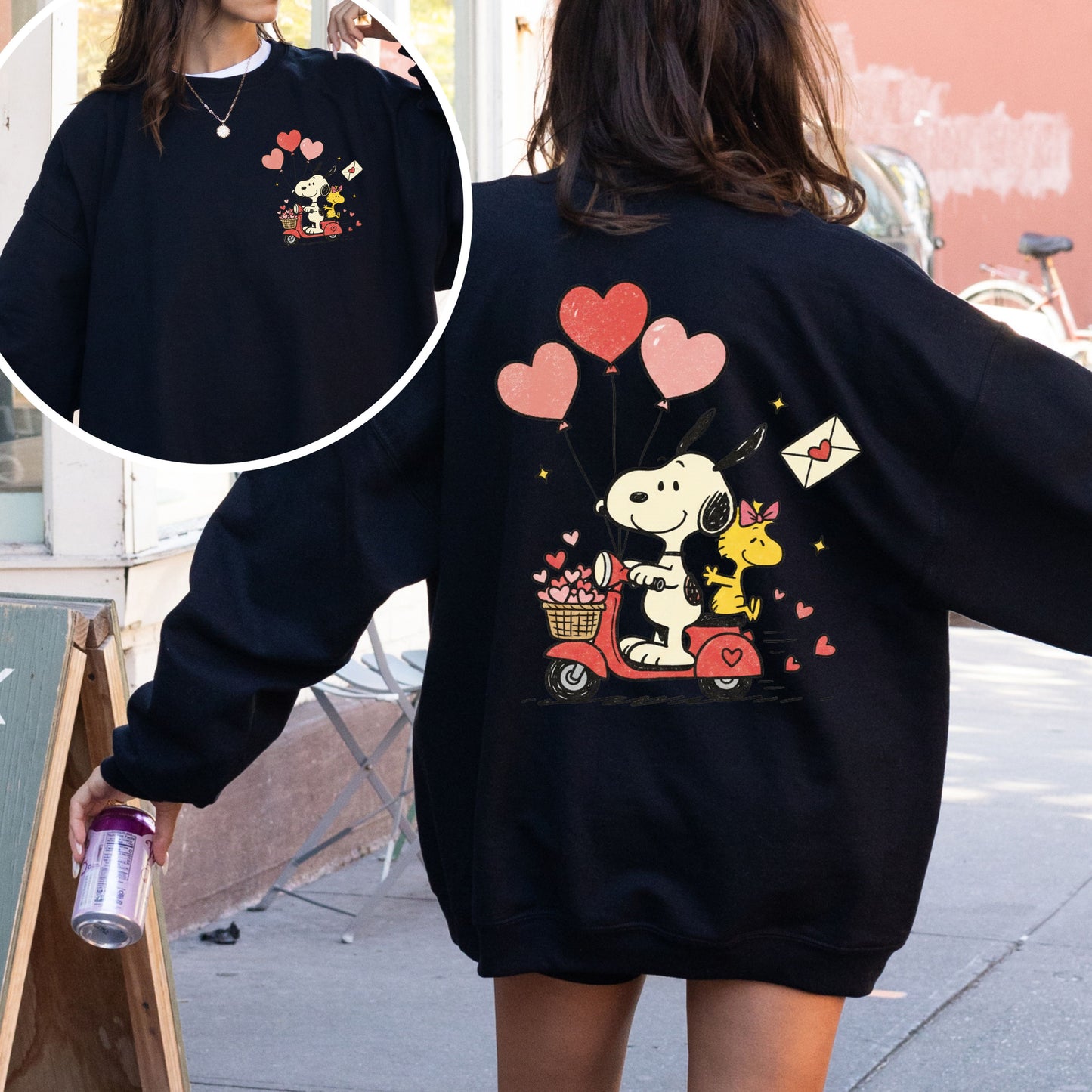 Peanuts Snoopy Valentine's Day Sweatshirt, Cozy Love Theme Graphic Crewneck