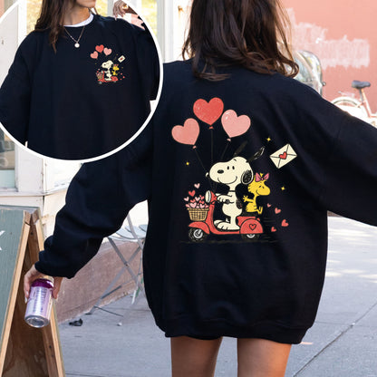 Peanuts Snoopy Valentine's Day Sweatshirt, Cozy Love Theme Graphic Crewneck