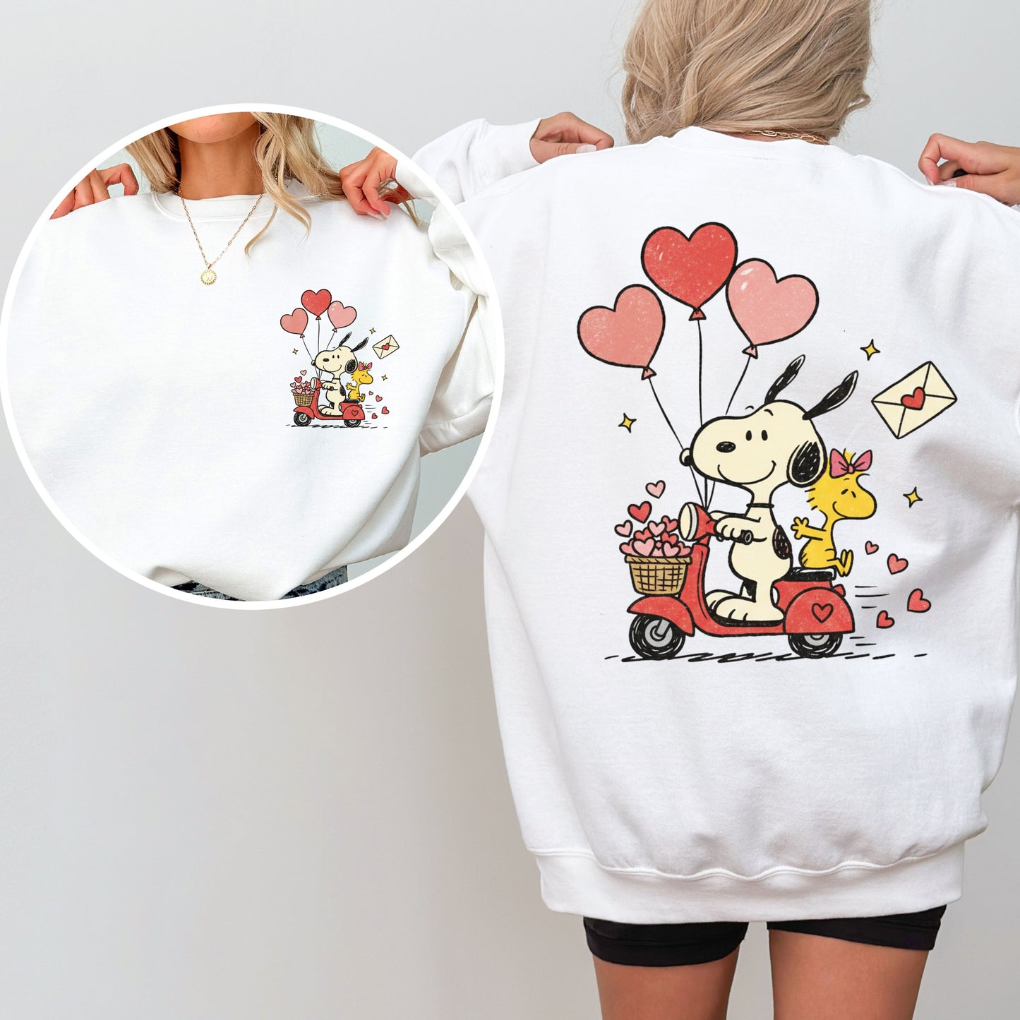 Peanuts Snoopy Valentine's Day Sweatshirt, Cozy Love Theme Graphic Crewneck