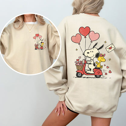 Peanuts Snoopy Valentine's Day Sweatshirt, Cozy Love Theme Graphic Crewneck