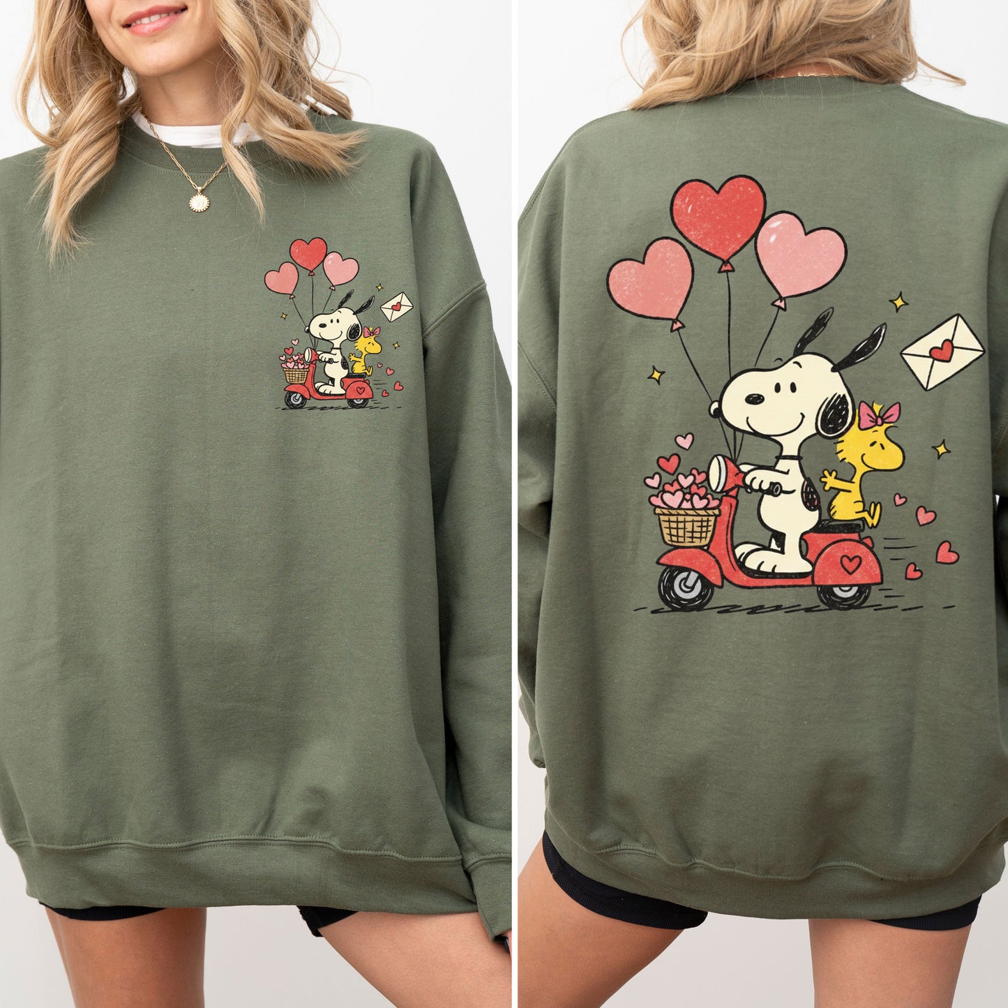 Peanuts Snoopy Valentine's Day Sweatshirt, Cozy Love Theme Graphic Crewneck