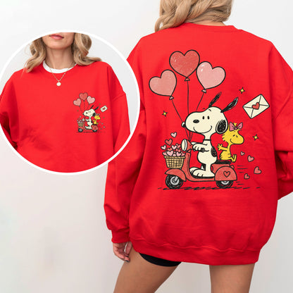 Peanuts Snoopy Valentine's Day Sweatshirt, Cozy Love Theme Graphic Crewneck