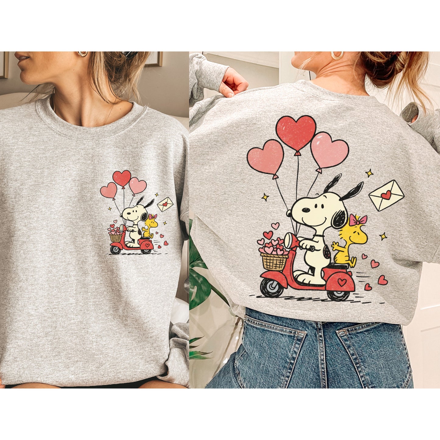 Peanuts Snoopy Valentine's Day Sweatshirt, Cozy Love Theme Graphic Crewneck