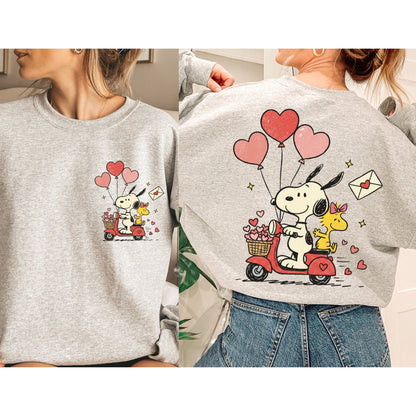 Peanuts Snoopy Valentine's Day Sweatshirt, Cozy Love Theme Graphic Crewneck