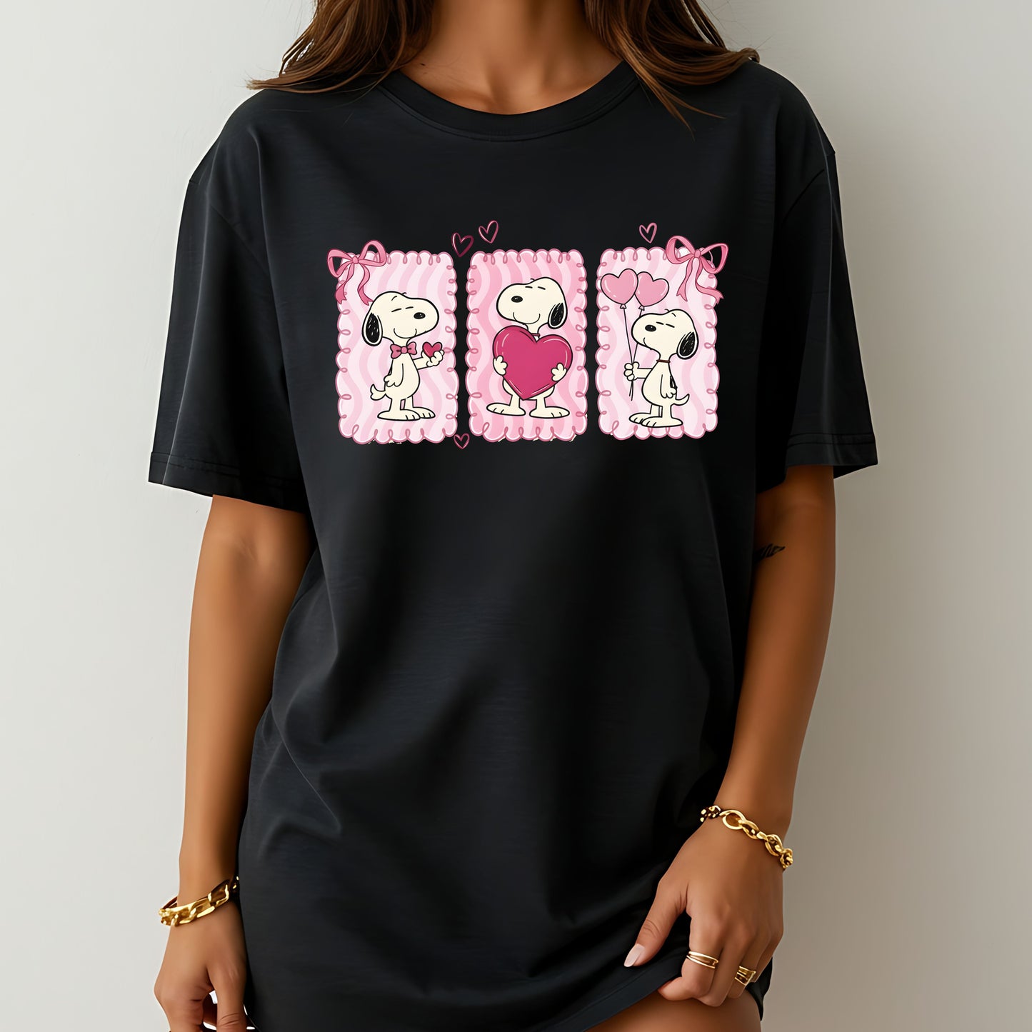 Snoopy Valentine's Day T-Shirt, Trio Heart Graphic Tee