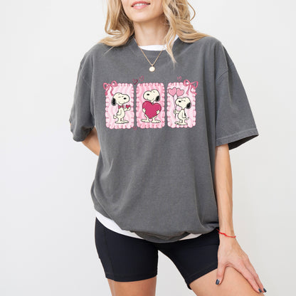 Snoopy Valentine's Day T-Shirt, Trio Heart Graphic Tee