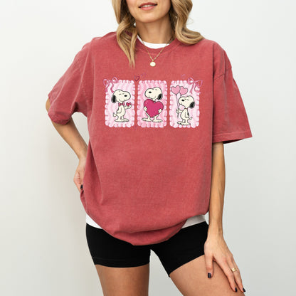 Snoopy Valentine's Day T-Shirt, Trio Heart Graphic Tee
