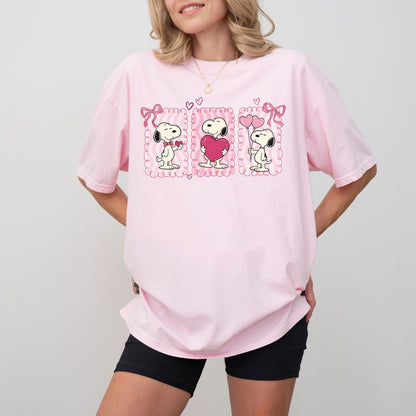 Snoopy Valentine's Day T-Shirt, Trio Heart Graphic Tee