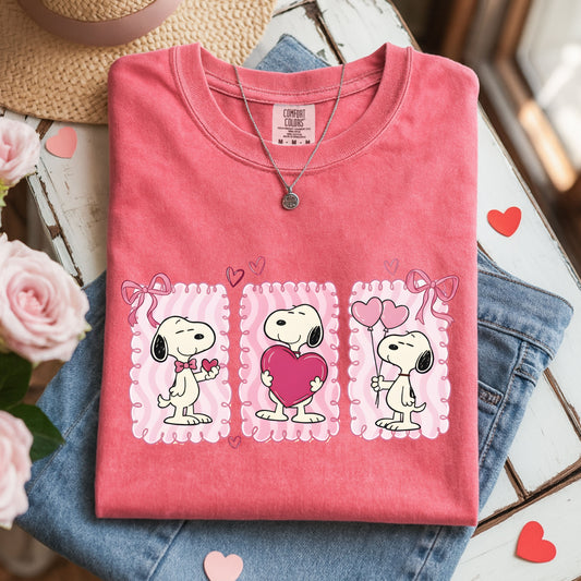 Snoopy Valentine's Day T-Shirt, Trio Heart Graphic Tee