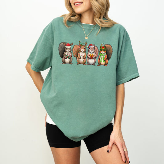 Christmas Squirrel Shirt — Funny Holiday Animal Tee, Cozy Winter Graphic T-Shirt