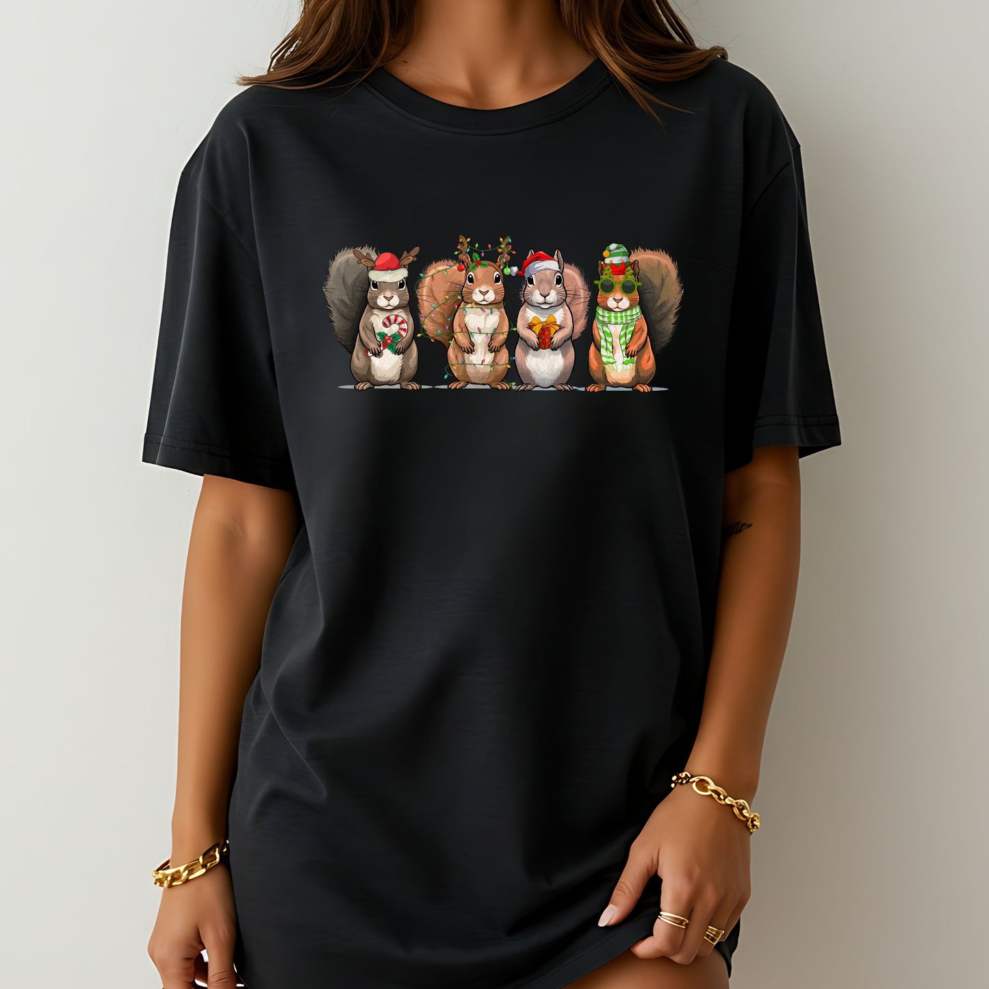 Christmas Squirrel Shirt — Funny Holiday Animal Tee, Cozy Winter Graphic T-Shirt