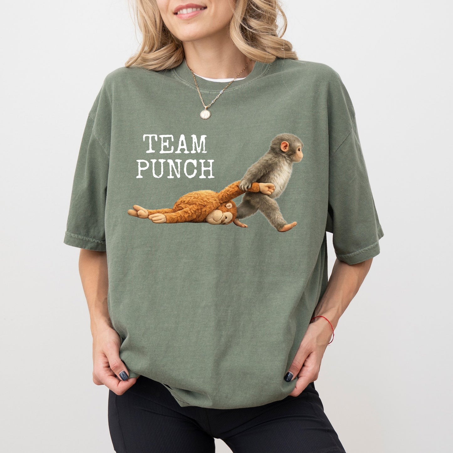 Team Punch Monkey Graphic T-Shirt, Emotional Animal Tee — Comfort Colors®