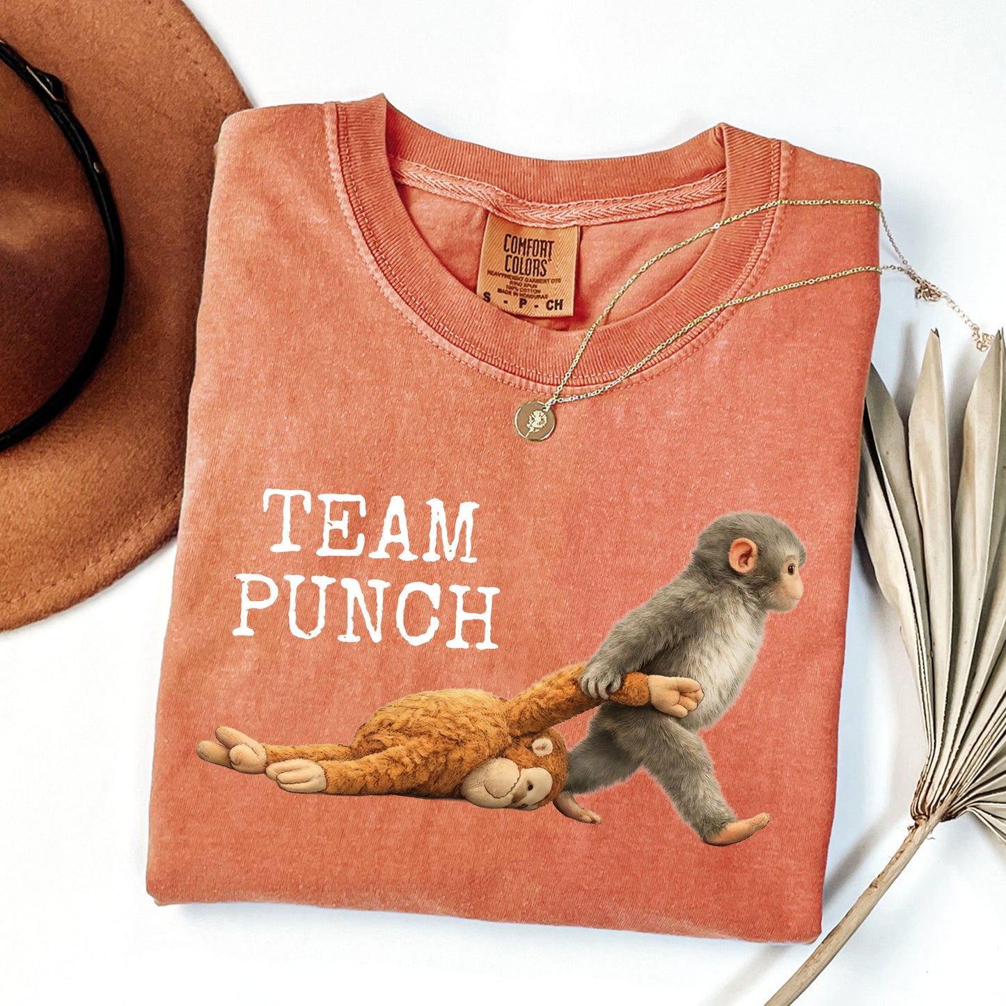 Team Punch Monkey Graphic T-Shirt, Emotional Animal Tee — Comfort Colors®